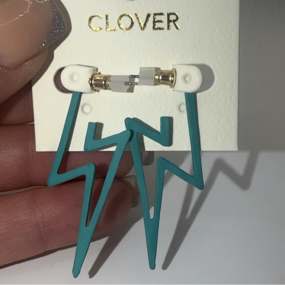 ❤️Teal Geometric Earrings - Picture 2 of 3